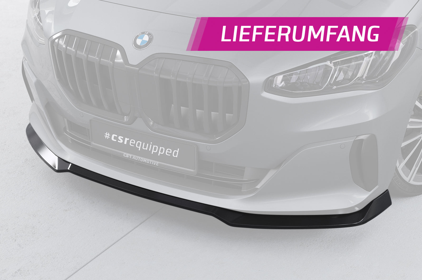 CSR Frontspoiler | Cup-Spoilerlippe mit ABE für BMW 2er (U06) Active Tourer CSL690-S Strukturiert schwarz matt (keine Lackierung erforderlich)