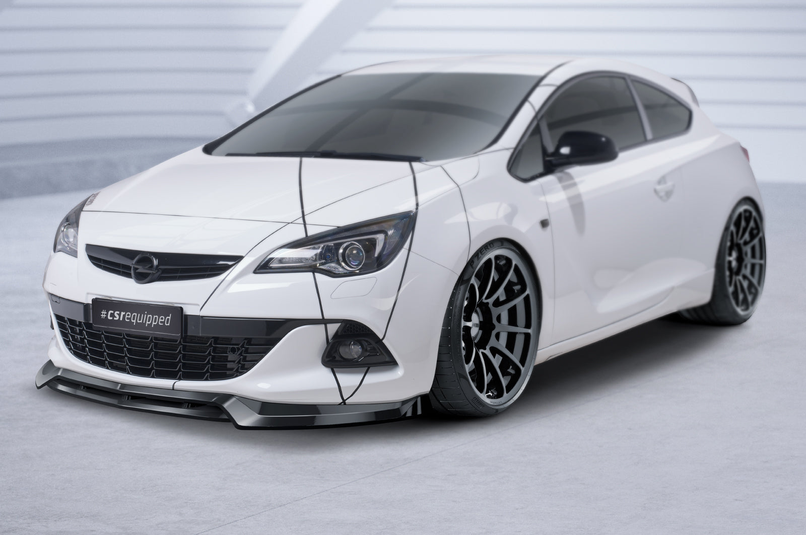 CSR Frontspoiler | Cup-Spoilerlippe mit ABE für Opel Astra J GTC CSL693-C Carbon Look Hochglanz (keine Lackierung erforderlich)