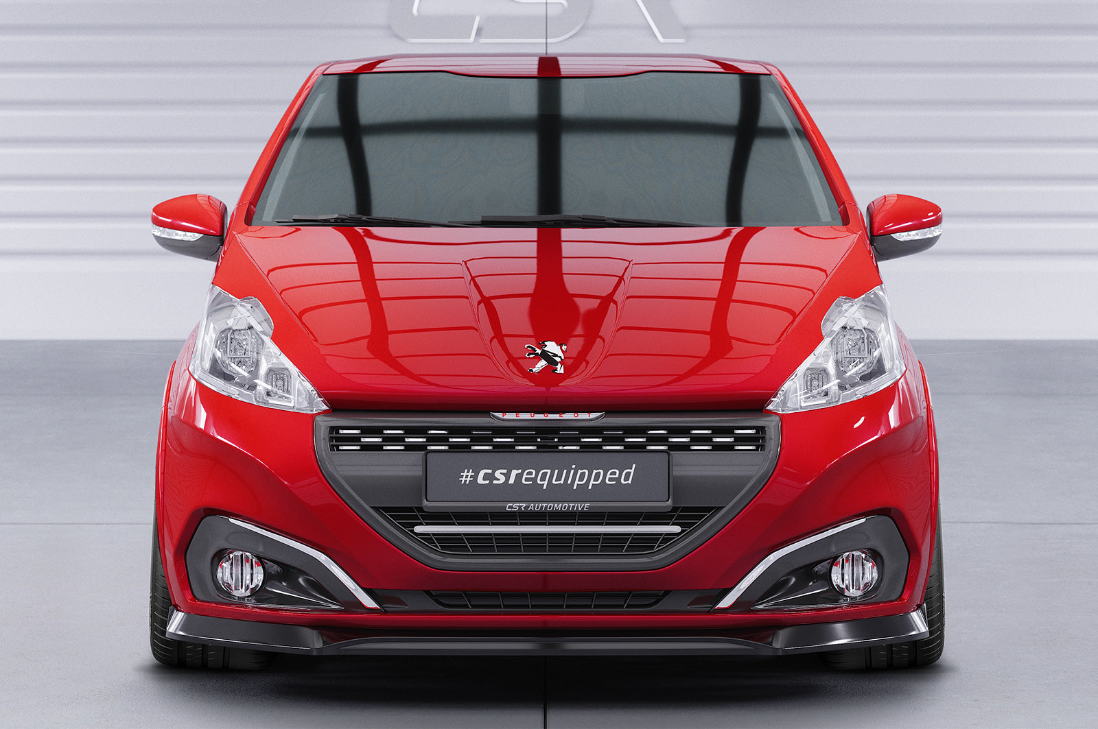 CSR Frontspoiler | Cup-Spoilerlippe mit ABE für Peugeot 208 GTi CSL694-C Carbon Look Hochglanz (keine Lackierung erforderlich)
