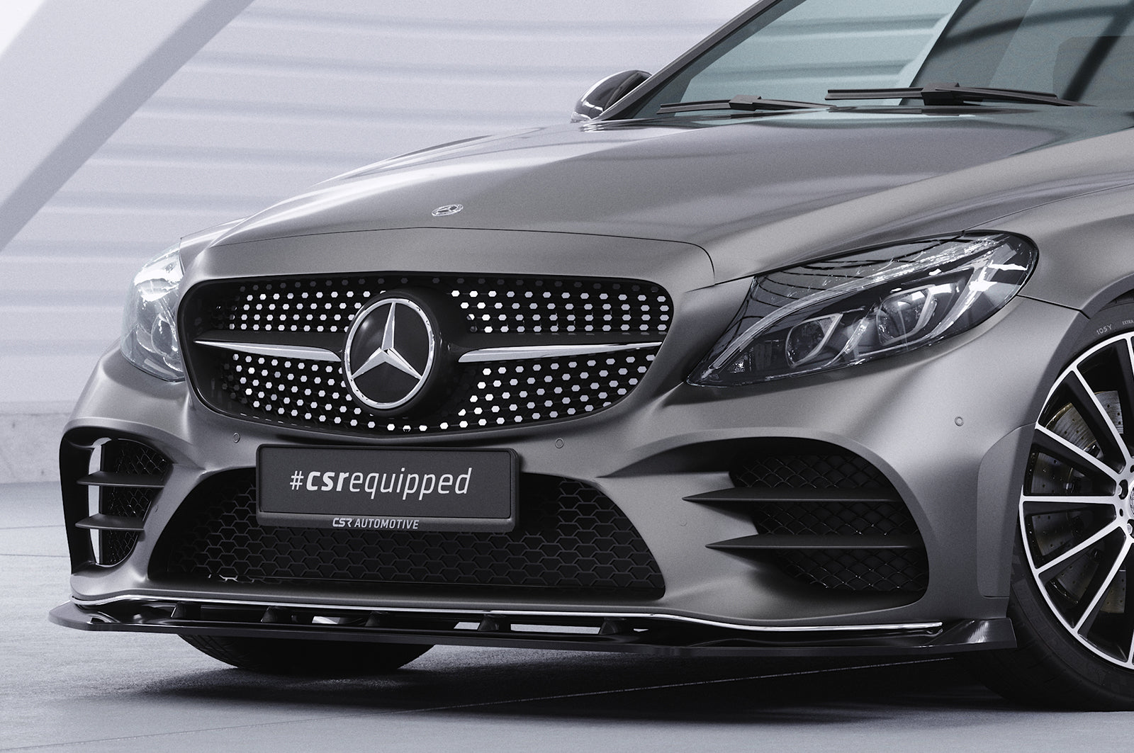 CSR Frontspoiler | Cup-Spoilerlippe mit ABE für Mercedes-Benz C-Klasse W205 AMG-Line CSL696-G Glossy schwarz Hochglanz (keine Lackierung erforderlich)