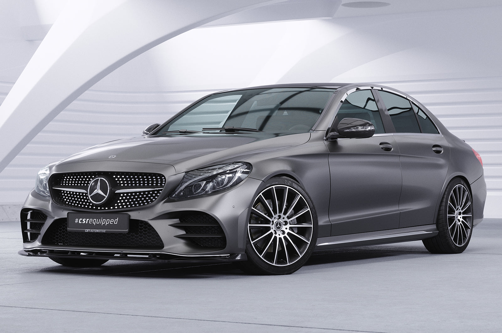 CSR Frontspoiler | Cup-Spoilerlippe mit ABE für Mercedes-Benz C-Klasse W205 AMG-Line CSL696-S Strukturiert schwarz matt (keine Lackierung erforderlich)
