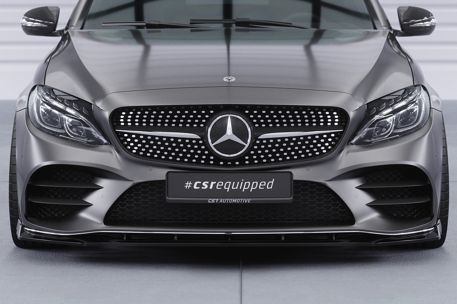 CSR Frontspoiler | Cup-Spoilerlippe mit ABE für Mercedes-Benz C-Klasse W205 AMG-Line CSL696-G Glossy schwarz Hochglanz (keine Lackierung erforderlich)