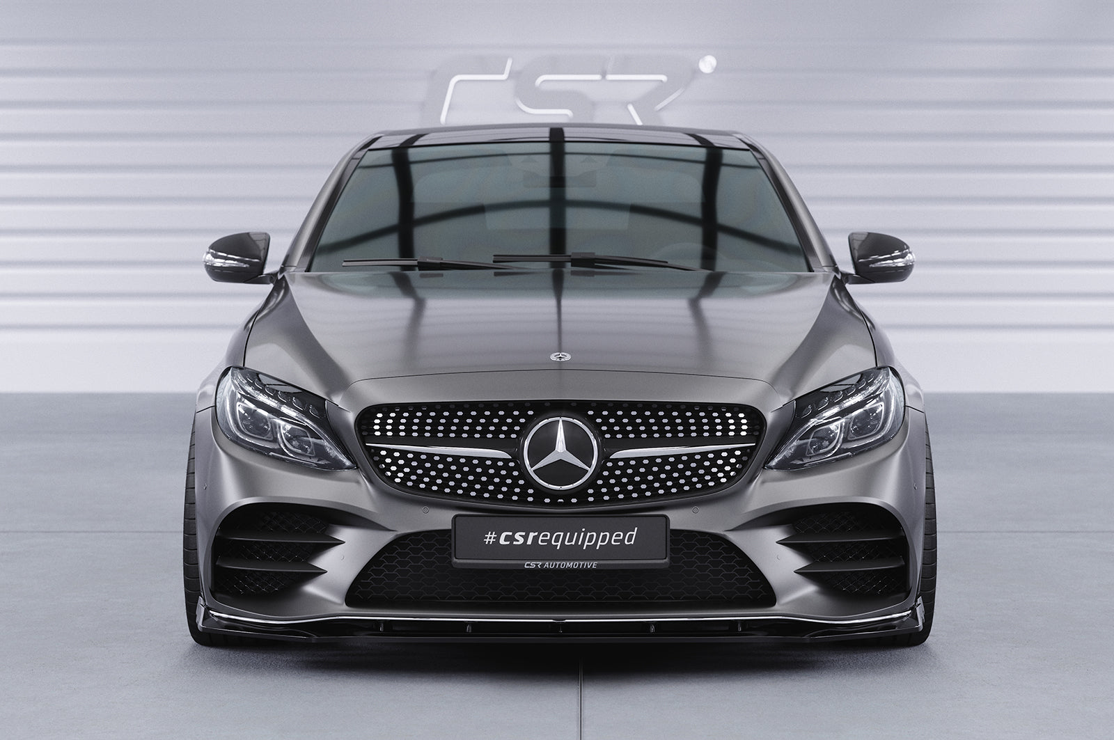 CSR Frontspoiler | Cup-Spoilerlippe mit ABE für Mercedes-Benz C-Klasse W205 AMG-Line CSL696-C Carbon Look Hochglanz (keine Lackierung erforderlich)