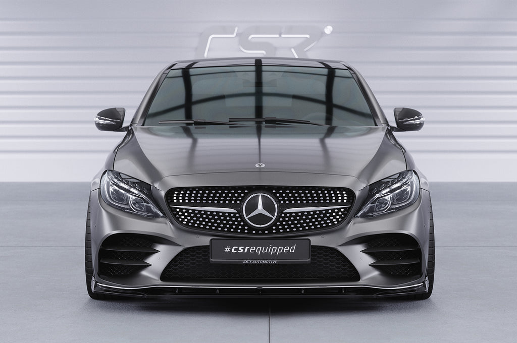 CSR Frontspoiler | Cup-Spoilerlippe mit ABE für Mercedes-Benz C-Klasse W205 AMG-Line CSL696-G Glossy schwarz Hochglanz (keine Lackierung erforderlich)