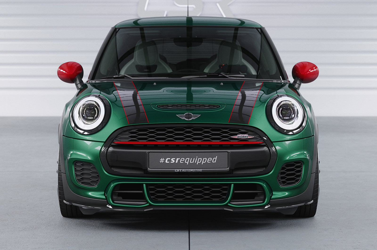 CSR Frontspoiler | Cup-Spoilerlippe mit ABE für Mini F55, F56, F57 JCW-Trim CSL700-L Unlackiert roh (Lackierung erforderlich)