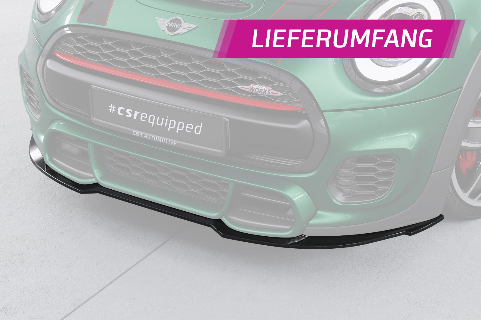 CSR Frontspoiler | Cup-Spoilerlippe mit ABE für Mini F55, F56, F57 JCW-Trim CSL700-L Unlackiert roh (Lackierung erforderlich)