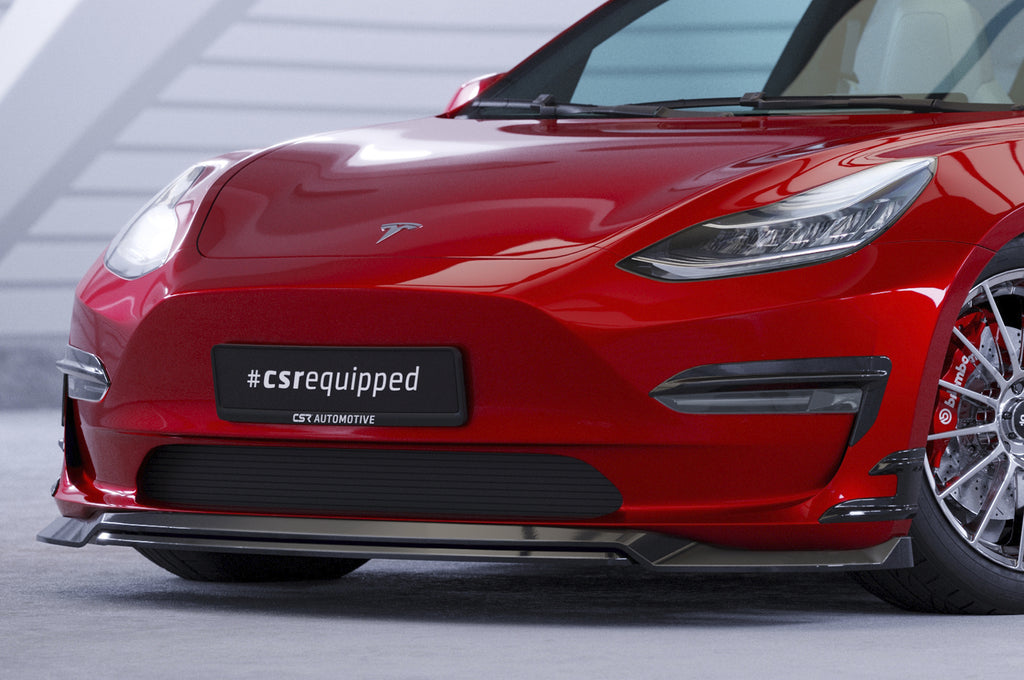 CSR Frontspoiler | Cup-Spoilerlippe mit ABE für Tesla Model 3 CSL701-S Strukturiert schwarz matt (keine Lackierung erforderlich)