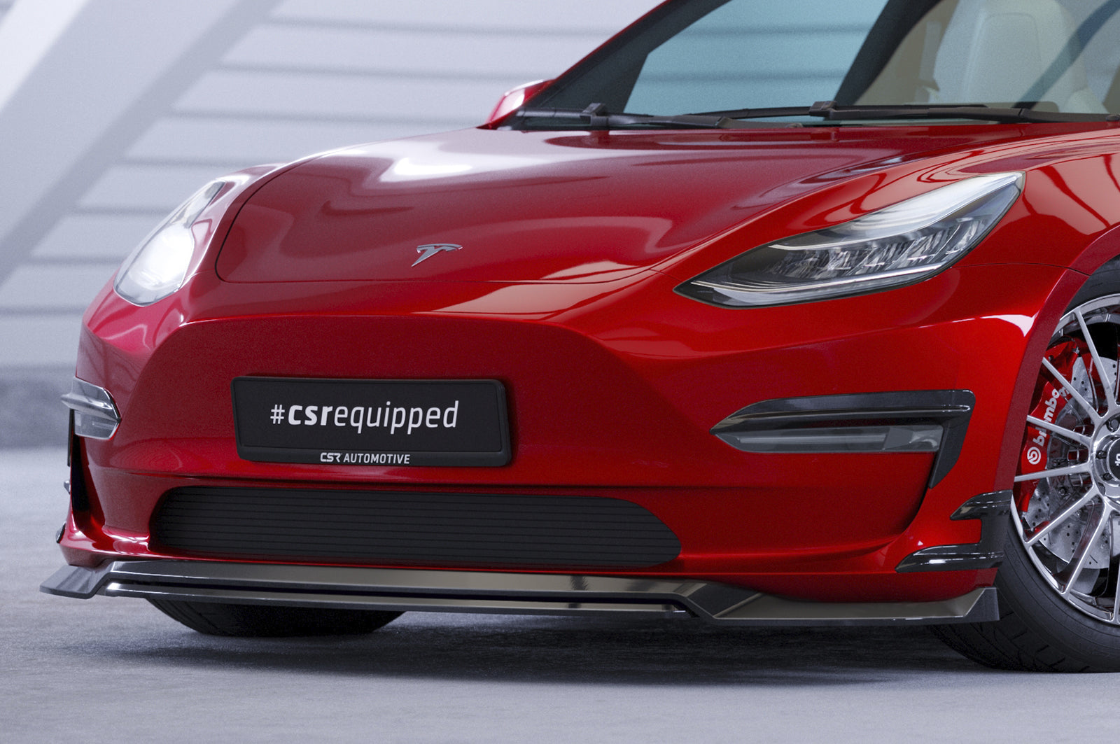 CSR Frontspoiler | Cup-Spoilerlippe mit ABE für Tesla Model 3 CSL702-L Unlackiert roh (Lackierung erforderlich)