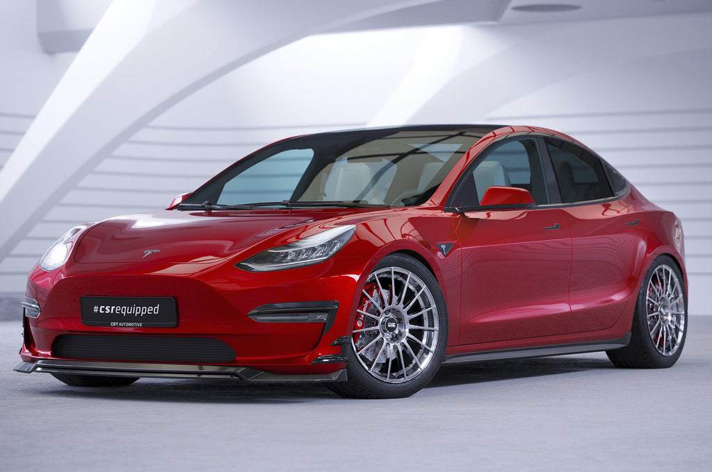CSR Frontspoiler | Cup-Spoilerlippe mit ABE für Tesla Model 3 CSL702-G Glossy schwarz Hochglanz (keine Lackierung erforderlich)