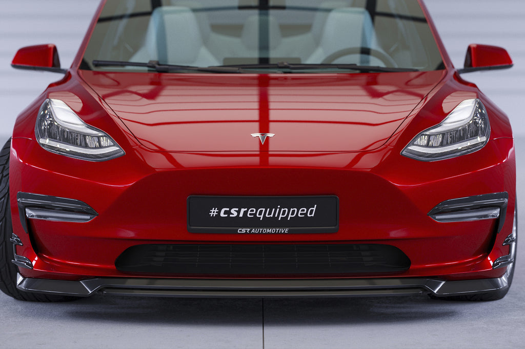 CSR Frontspoiler | Cup-Spoilerlippe mit ABE für Tesla Model 3 CSL702-S Strukturiert schwarz matt (keine Lackierung erforderlich)