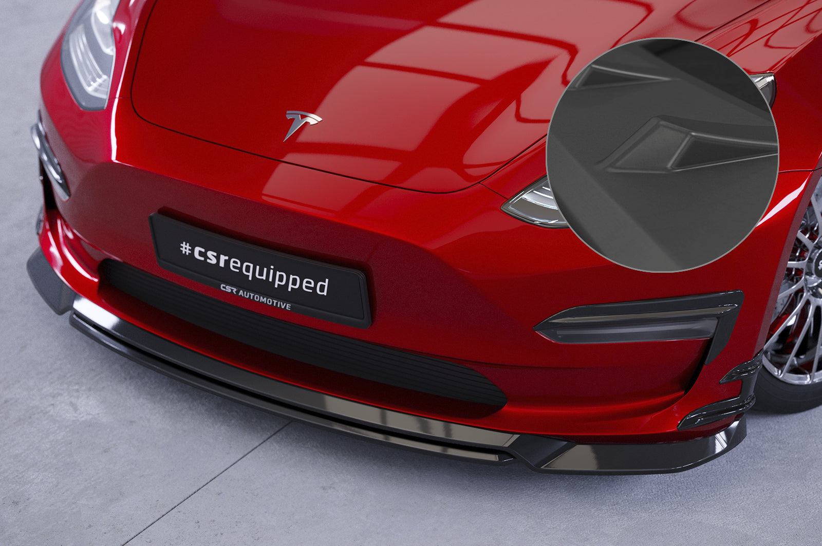 CSR Frontspoiler | Cup-Spoilerlippe mit ABE für Tesla Model 3 CSL702-L Unlackiert roh (Lackierung erforderlich)