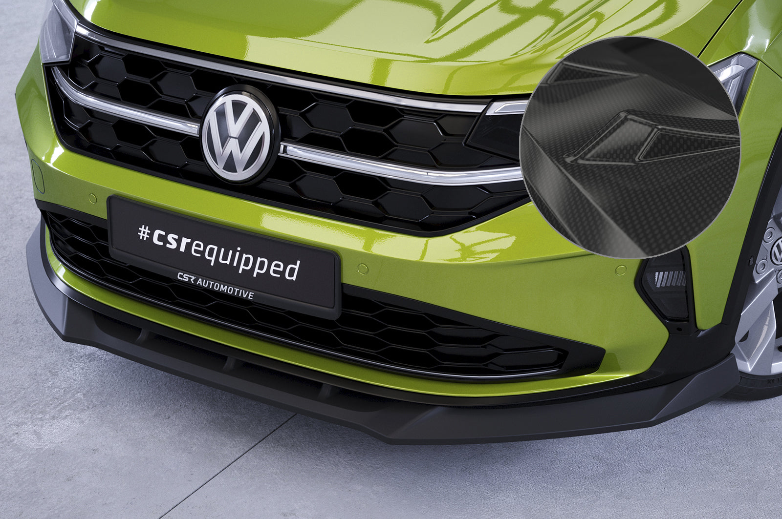 CSR Frontspoiler | Cup-Spoilerlippe mit ABE für VW Taigo (Typ CS) CSL703-C Carbon Look Hochglanz (keine Lackierung erforderlich)