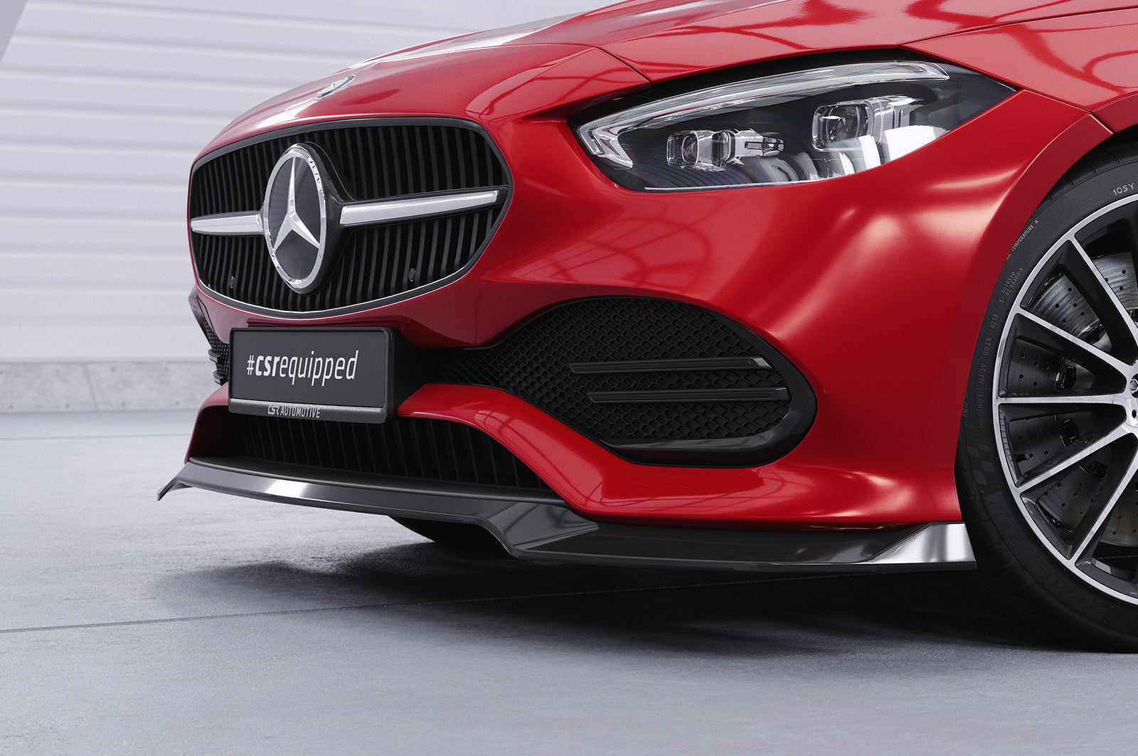 CSR Frontspoiler | Cup-Spoilerlippe mit ABE für Mercedes-Benz C-Klasse W206 / S206 CSL704-C Carbon Look Hochglanz (keine Lackierung erforderlich)