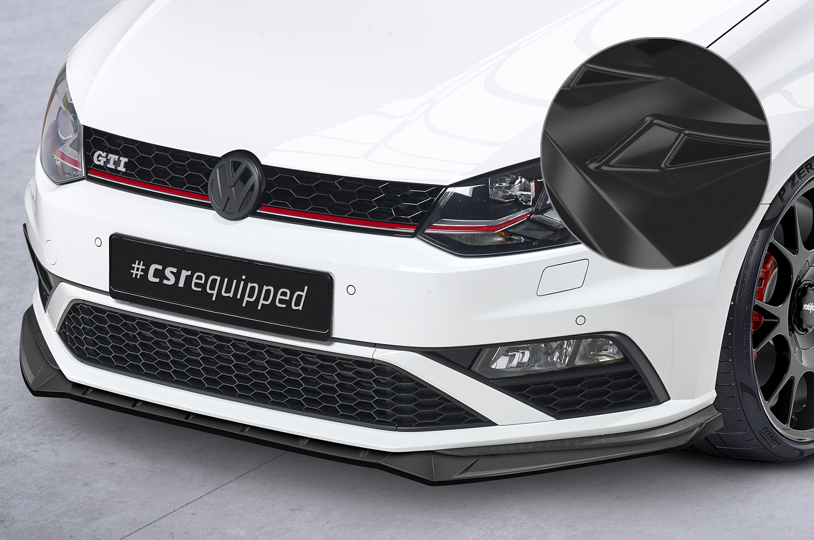 CSR Frontspoiler | Cup-Spoilerlippe mit ABE für VW Polo 5 (Typ 6C) GTI CSL709-G Glossy schwarz Hochglanz (keine Lackierung erforderlich)