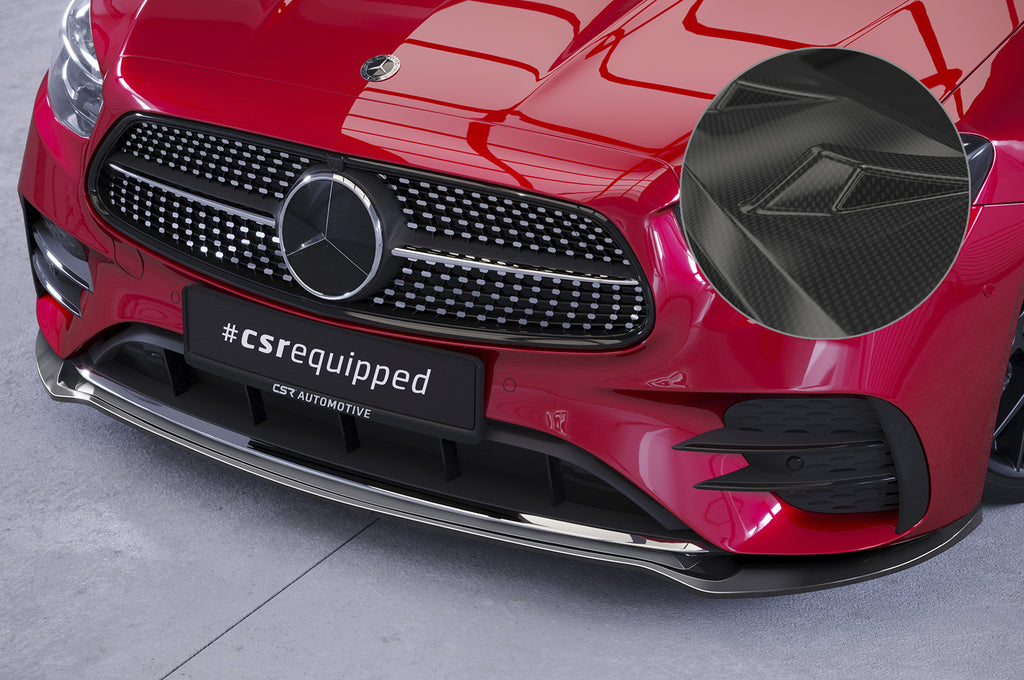 CSR Frontspoiler | Cup-Spoilerlippe mit ABE für Mercedes-Benz E-Klasse (A238/C238) AMG-Line CSL715-C Carbon Look Hochglanz (keine Lackierung erforderlich)
