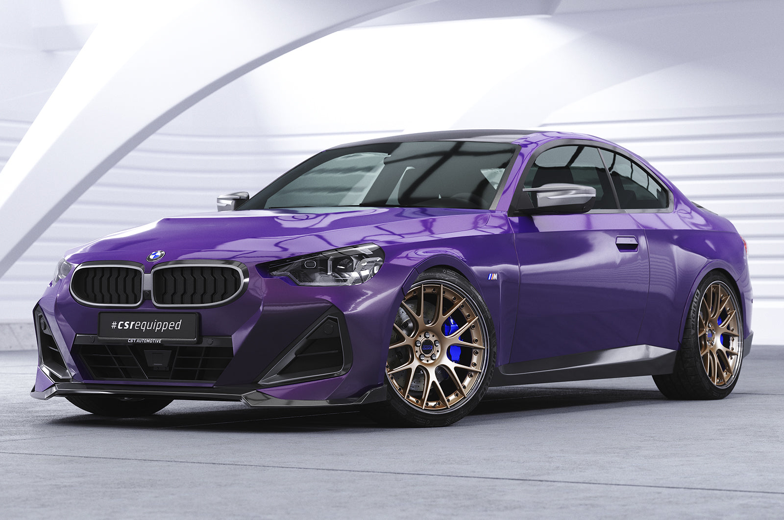 CSR Frontspoiler | Cup-Spoilerlippe mit ABE für BMW 2er G42 M-Paket/M240i CSL716-G Glossy schwarz Hochglanz (keine Lackierung erforderlich)