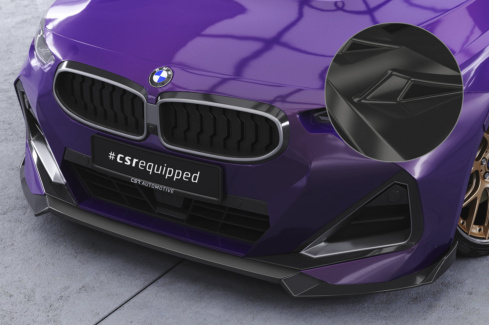 CSR Frontspoiler | Cup-Spoilerlippe mit ABE für BMW 2er G42 M-Paket/M240i CSL716-G Glossy schwarz Hochglanz (keine Lackierung erforderlich)
