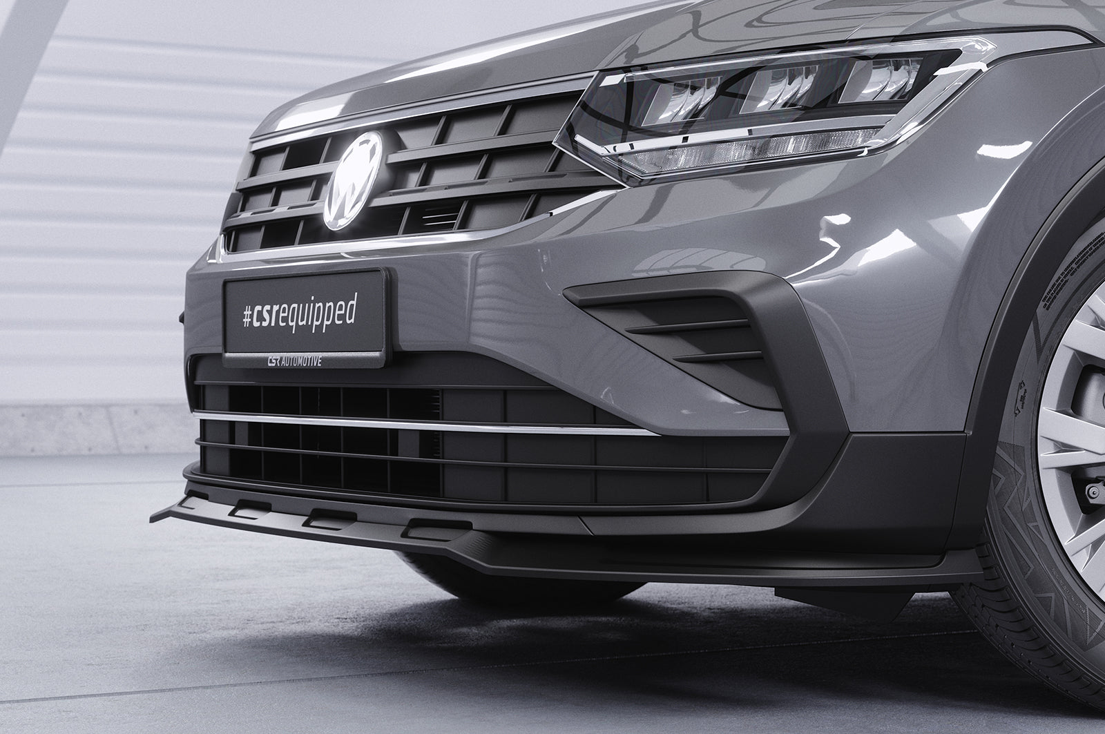 CSR Frontspoiler | Cup-Spoilerlippe mit ABE für VW Tiguan 2 (Typ AD) CSL717-L Unlackiert roh (Lackierung erforderlich)
