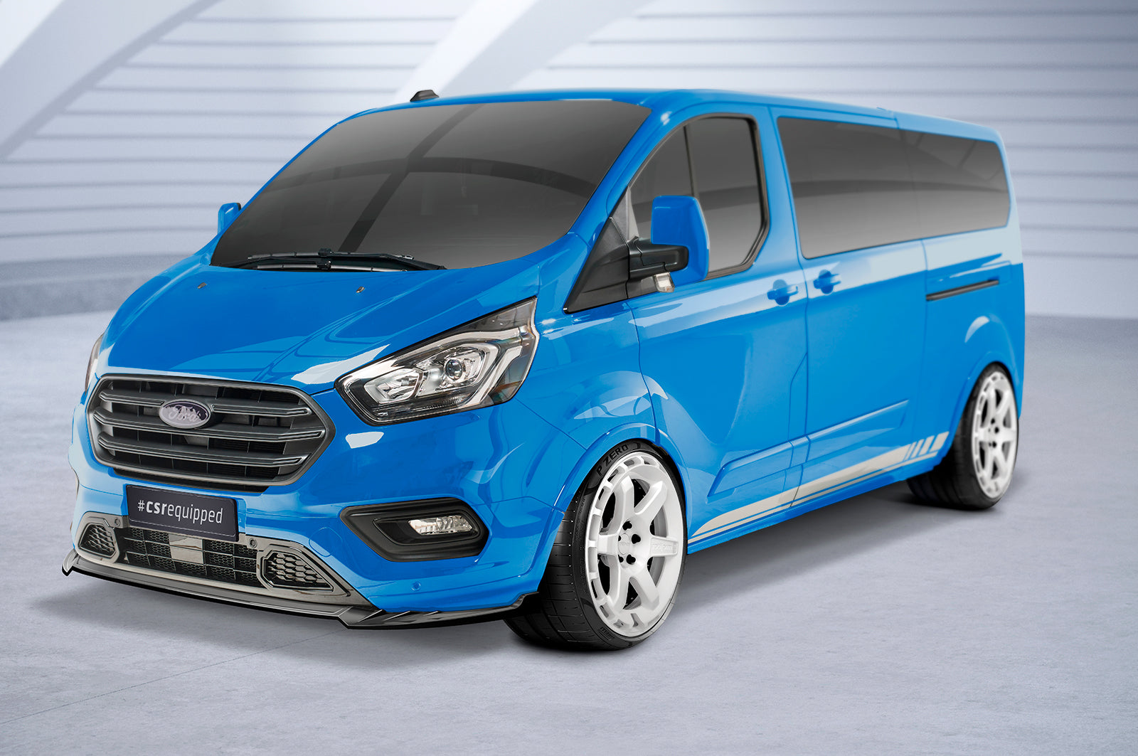 CSR Frontspoiler | Cup-Spoilerlippe mit ABE für Ford Tourneo Custom CSL718-G Glossy schwarz Hochglanz (keine Lackierung erforderlich)