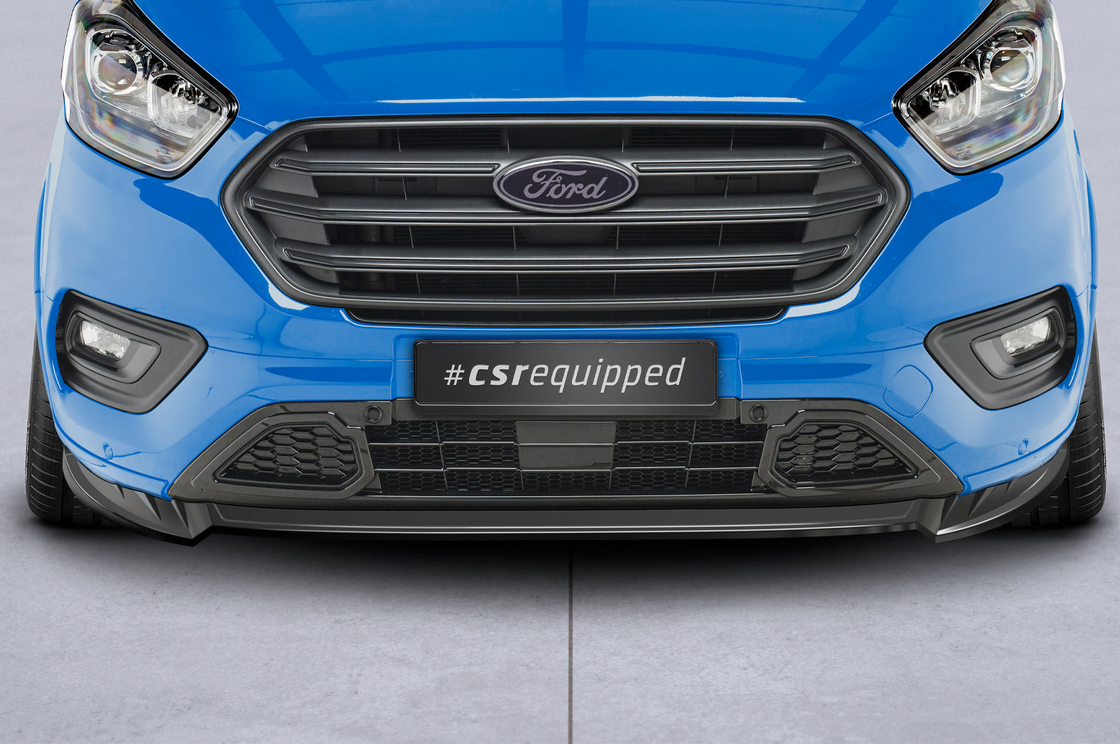CSR Frontspoiler | Cup-Spoilerlippe mit ABE für Ford Tourneo Custom CSL718-G Glossy schwarz Hochglanz (keine Lackierung erforderlich)