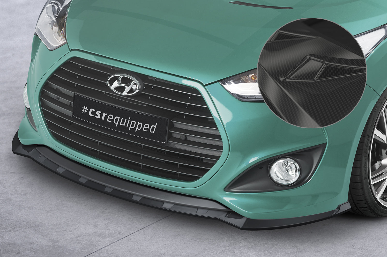 CSR Frontspoiler | Cup-Spoilerlippe mit ABE für Hyundai Veloster MK1 Turbo CSL719-C Carbon Look Hochglanz (keine Lackierung erforderlich)