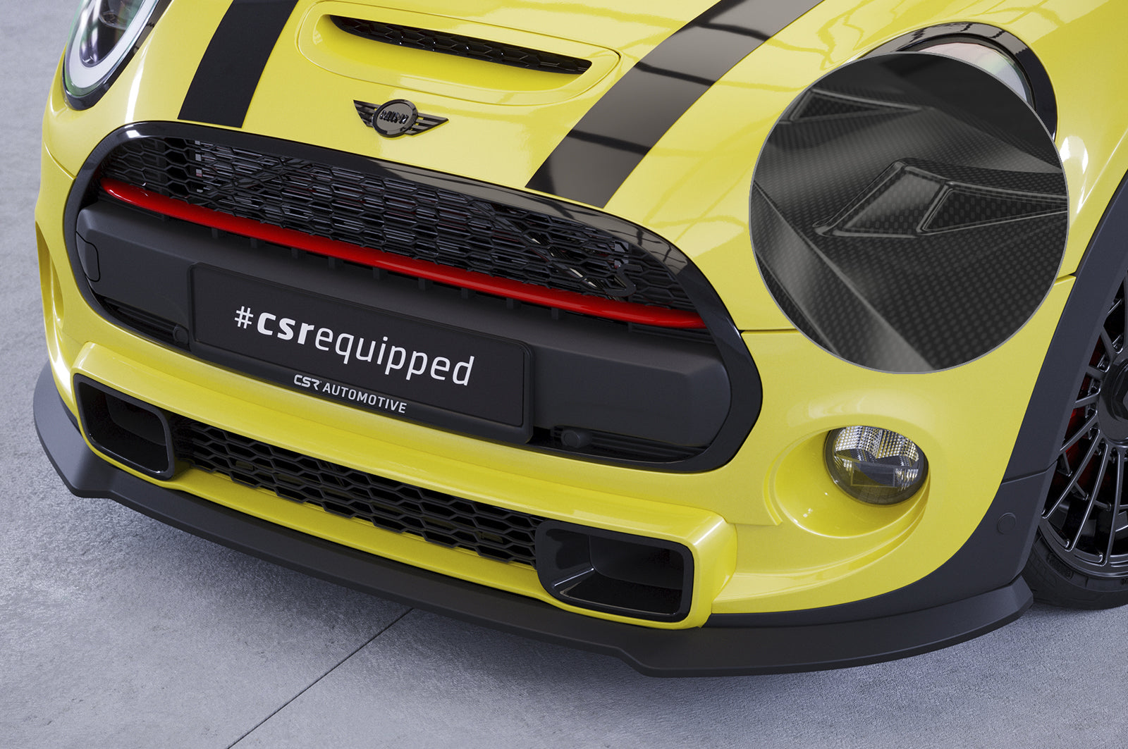CSR Frontspoiler | Cup-Spoilerlippe mit ABE für Mini F55/F56/F57 Cooper S CSL724-C Carbon Look Hochglanz (keine Lackierung erforderlich)