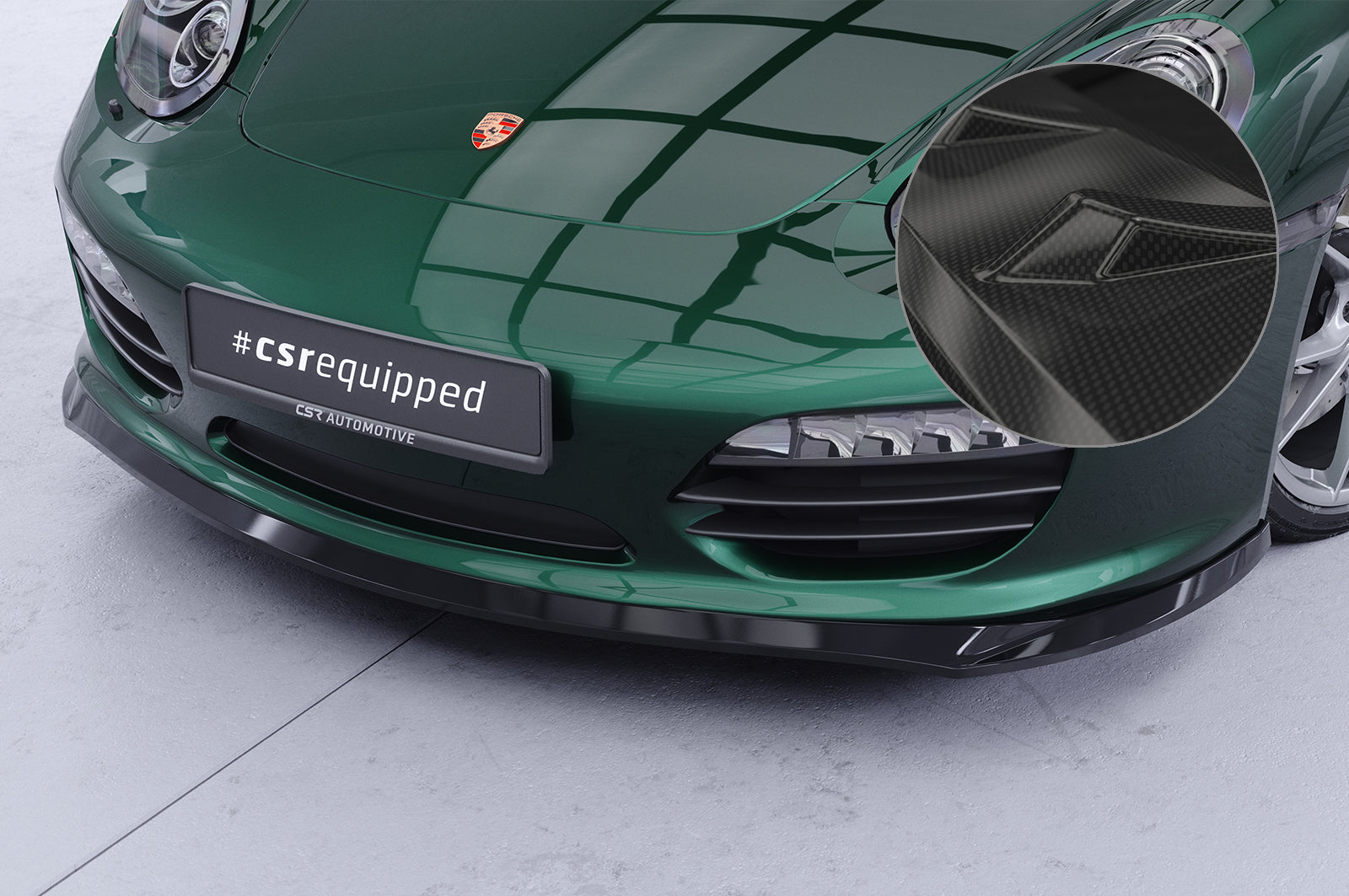 CSR Frontspoiler | Cup-Spoilerlippe mit ABE für Porsche 987 Boxster CSL725-C Carbon Look Hochglanz (keine Lackierung erforderlich)