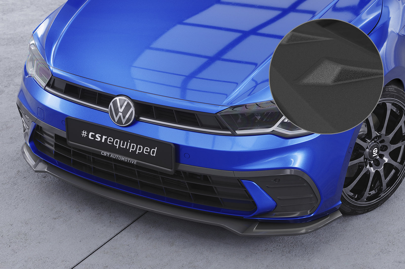 CSR Frontspoiler | Cup-Spoilerlippe mit ABE für VW Polo 6 2G (Typ AW) CSL735-S Strukturiert schwarz matt (keine Lackierung erforderlich)