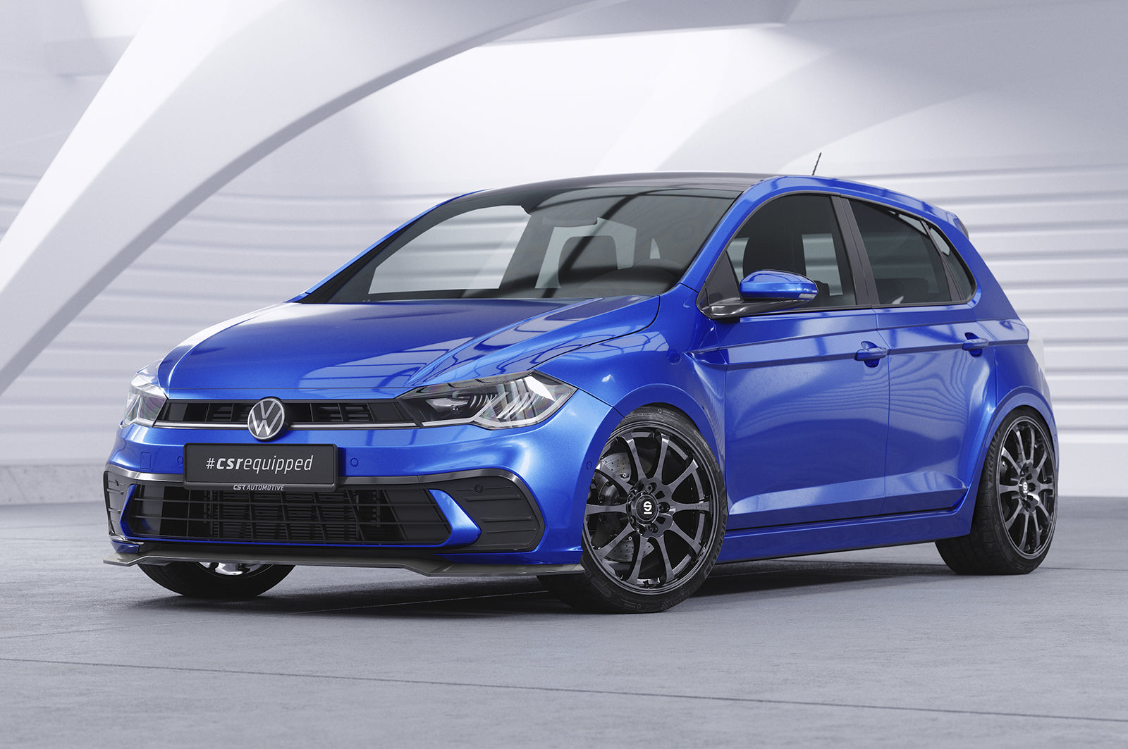 CSR Frontspoiler | Cup-Spoilerlippe mit ABE für VW Polo 6 2G (Typ AW) CSL735-S Strukturiert schwarz matt (keine Lackierung erforderlich)