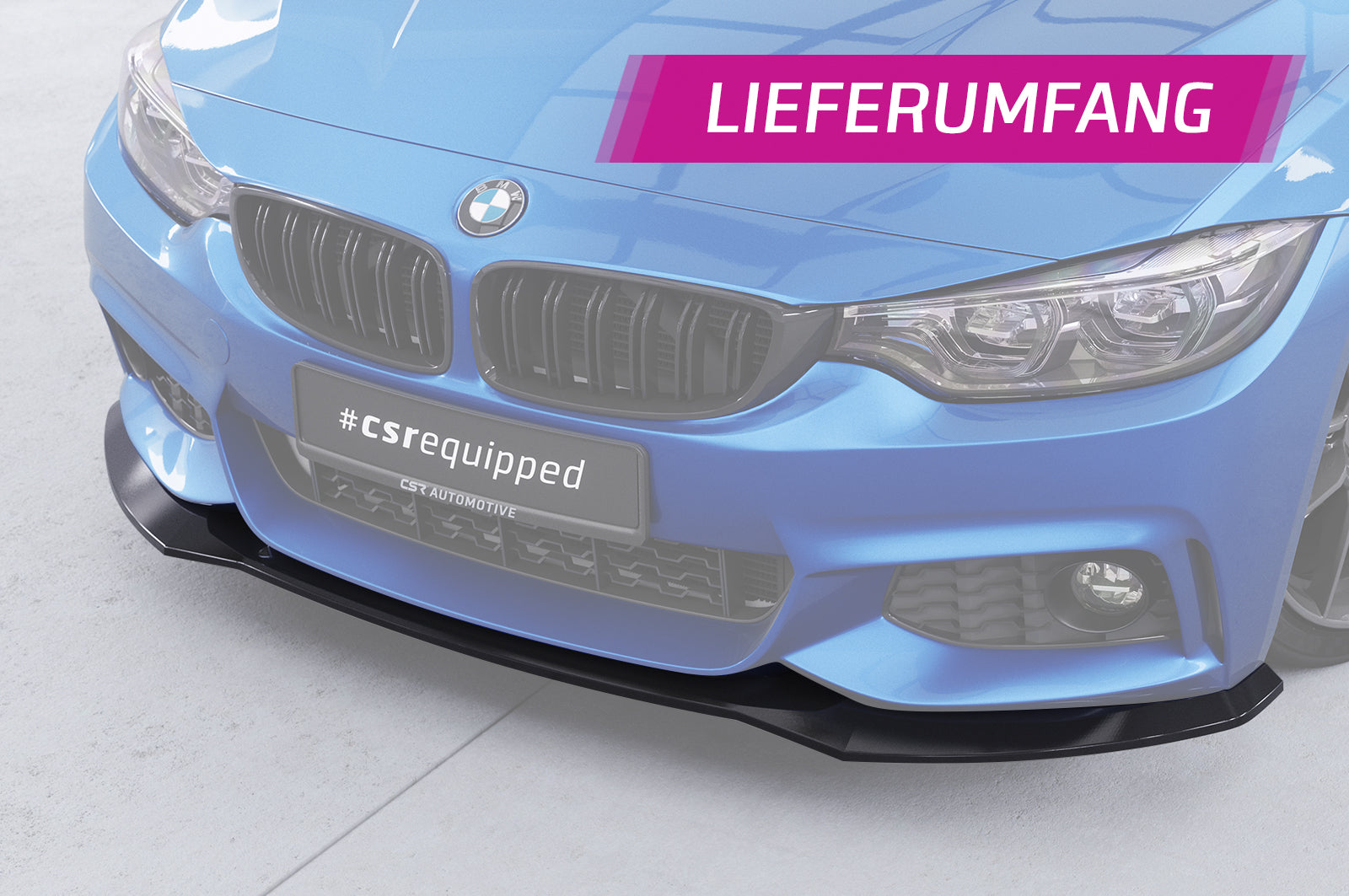 CSR Frontspoiler | Cup-Spoilerlippe mit ABE für BMW 4er (F32/F33/F36) M-Paket CSL736-G Glossy schwarz Hochglanz (keine Lackierung erforderlich)