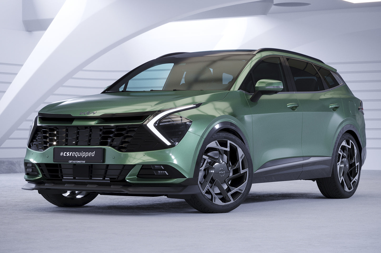 CSR Frontspoiler | Cup-Spoilerlippe mit ABE für Kia Sportage (NQ5) CSL740-C Carbon Look Hochglanz (keine Lackierung erforderlich)