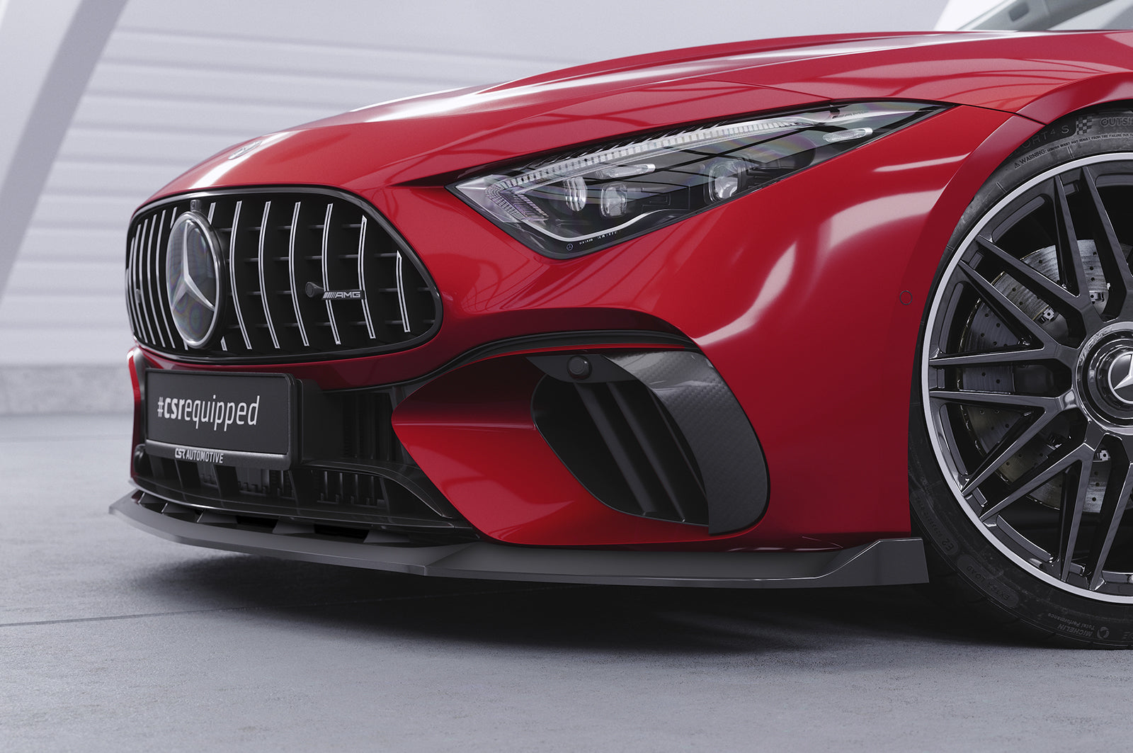 CSR Frontspoiler | Cup-Spoilerlippe mit ABE für Mercedes-Benz SL (R232) AMG CSL745-C Carbon Look Hochglanz (keine Lackierung erforderlich)