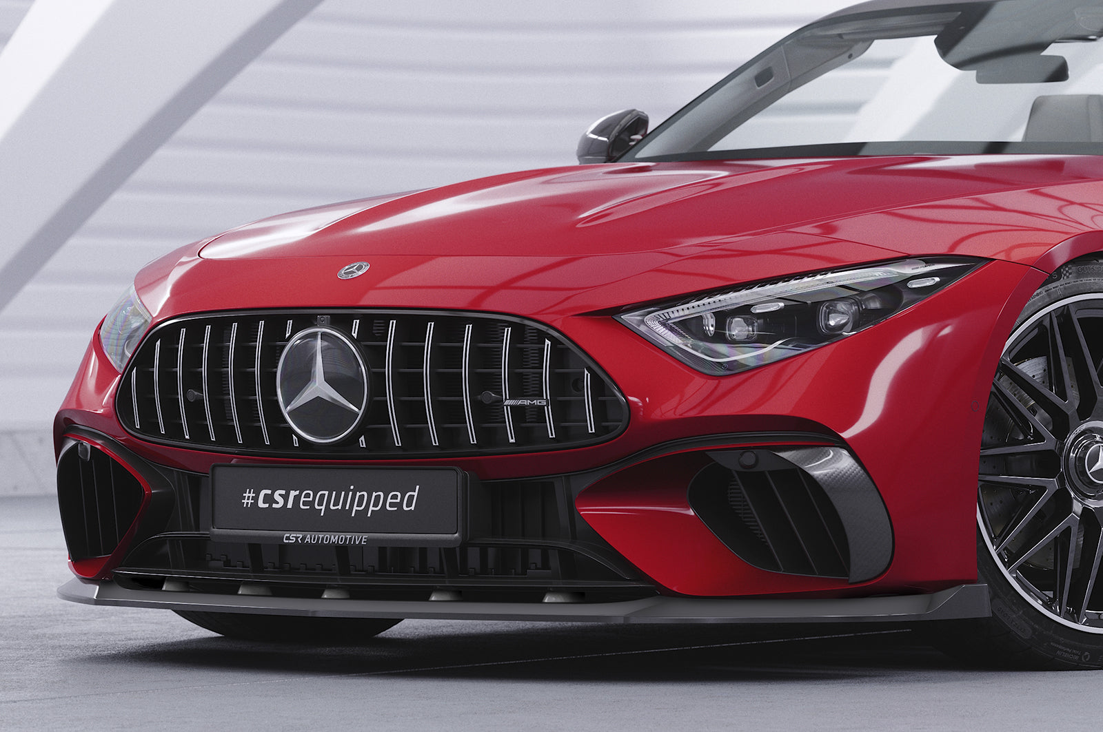 CSR Frontspoiler | Cup-Spoilerlippe mit ABE für Mercedes-Benz SL (R232) AMG CSL745-C Carbon Look Hochglanz (keine Lackierung erforderlich)