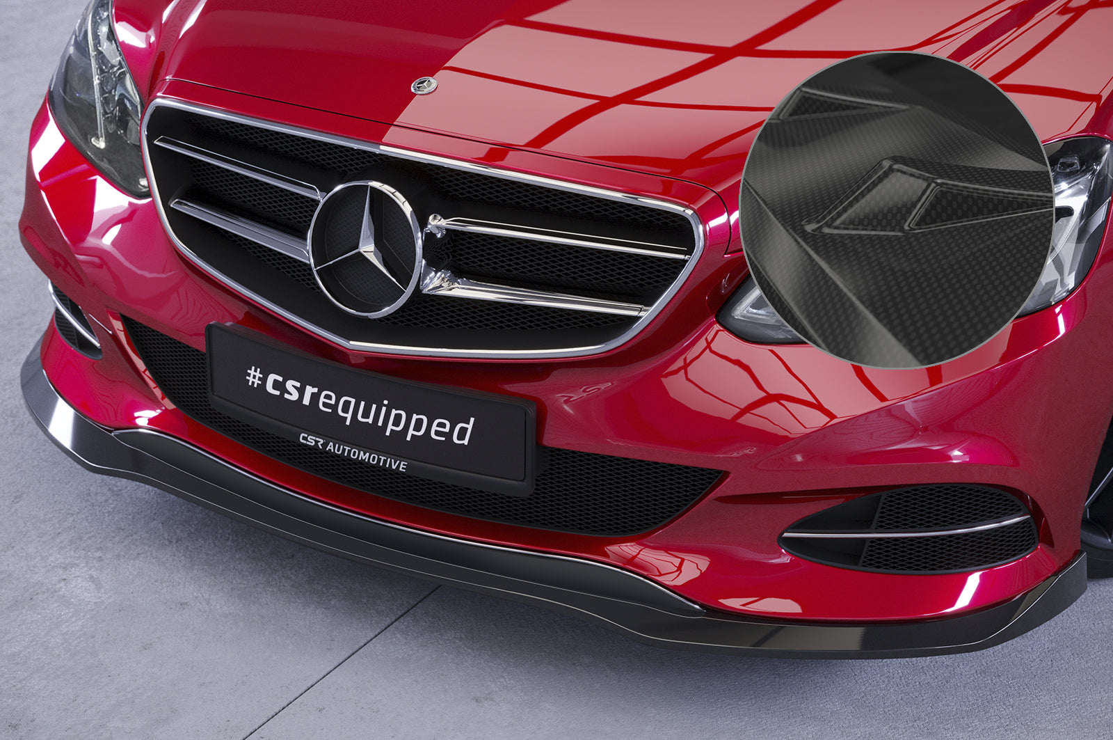 CSR Frontspoiler | Cup-Spoilerlippe mit ABE für Mercedes-Benz E-Klasse (W212/S212) CSL751-C Carbon Look Hochglanz (keine Lackierung erforderlich)