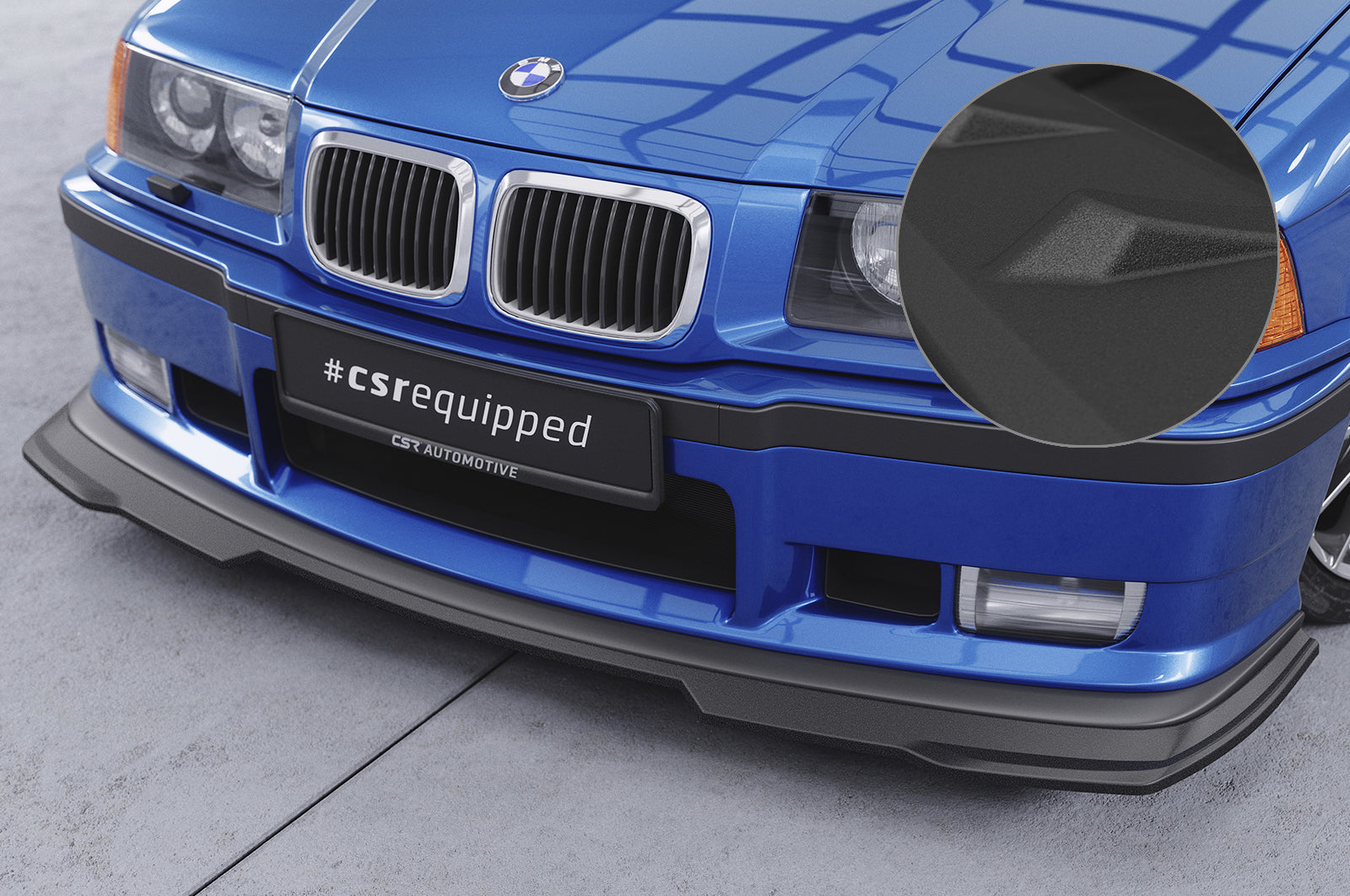 CSR Frontspoiler | Cup-Spoilerlippe mit ABE für BMW 3er E36 CSL755-S Strukturiert schwarz matt (keine Lackierung erforderlich)