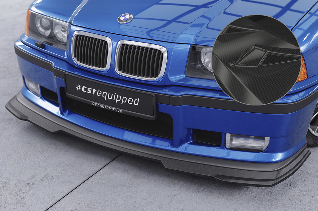 CSR Frontspoiler | Cup-Spoilerlippe mit ABE für BMW 3er E36 CSL755-C Carbon Look Hochglanz (keine Lackierung erforderlich)