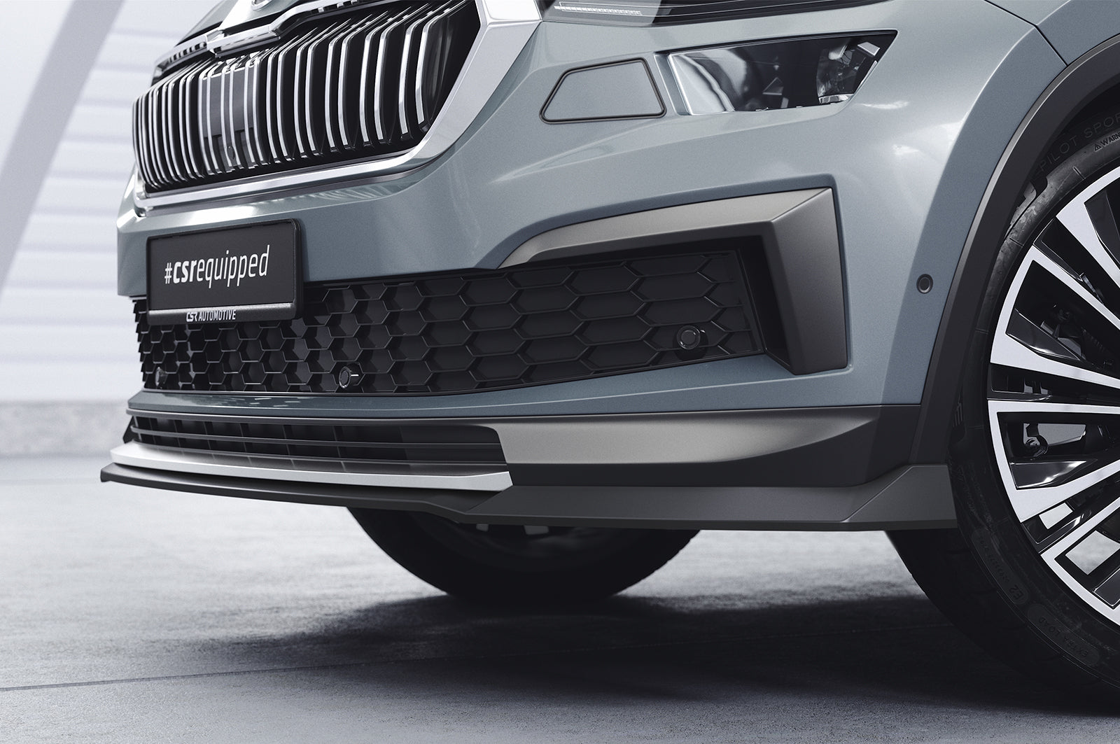 CSR Frontspoiler | Cup-Spoilerlippe mit ABE für Skoda Kodiaq CSL759-C Carbon Look Hochglanz (keine Lackierung erforderlich)