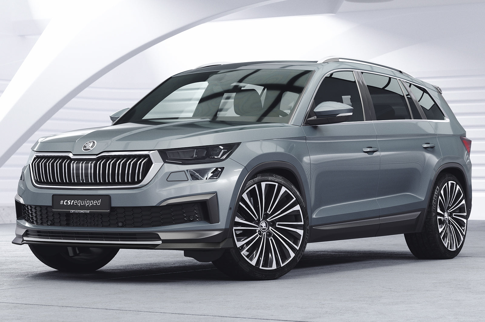 CSR Frontspoiler | Cup-Spoilerlippe mit ABE für Skoda Kodiaq CSL759-C Carbon Look Hochglanz (keine Lackierung erforderlich)