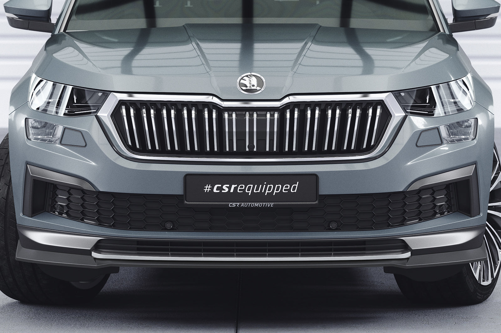 CSR Frontspoiler | Cup-Spoilerlippe mit ABE für Skoda Kodiaq CSL759-C Carbon Look Hochglanz (keine Lackierung erforderlich)