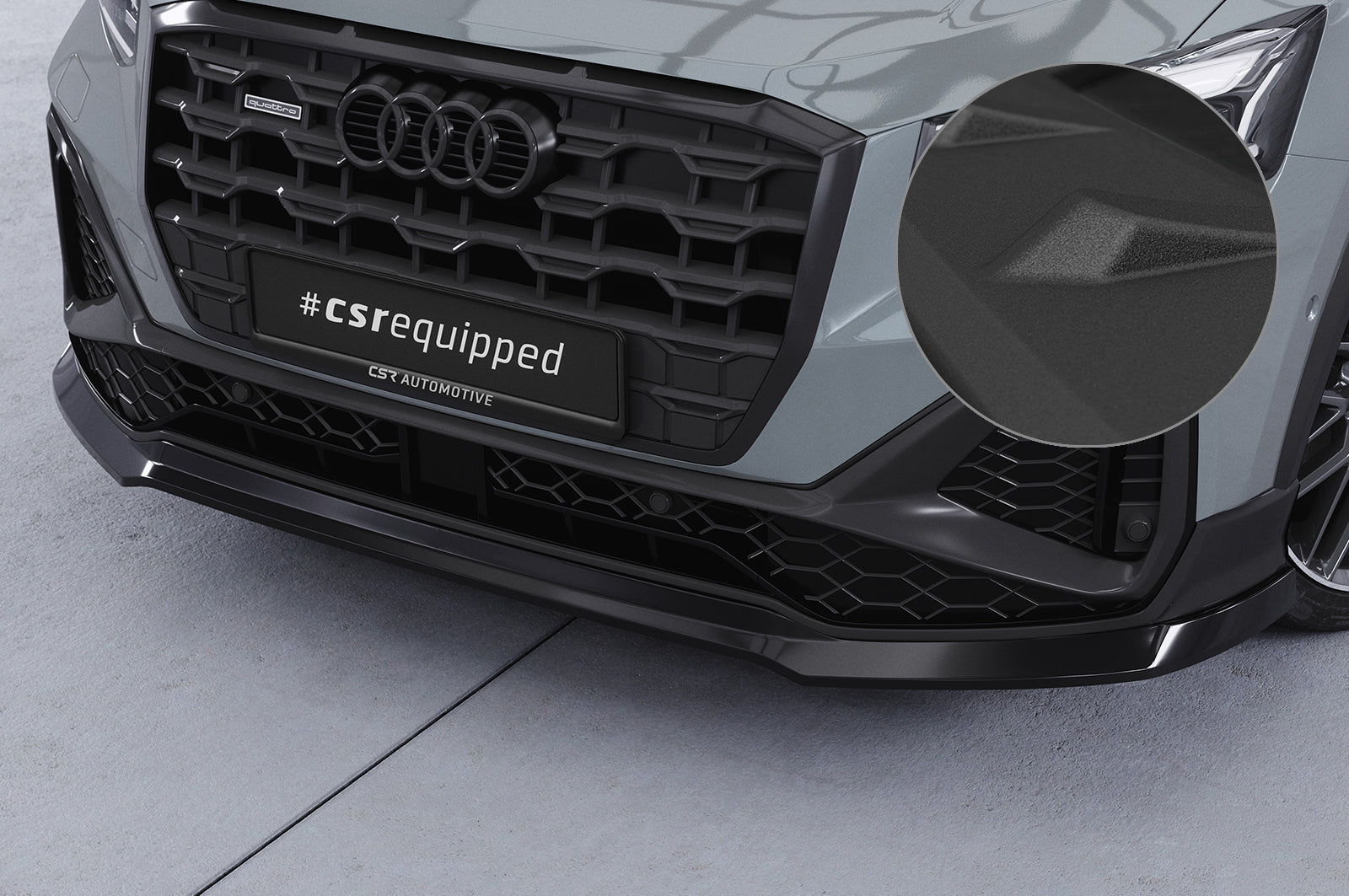 CSR Frontspoiler | Cup-Spoilerlippe mit ABE für Audi Q2 (Typ GA) S-Line CSL771-S Strukturiert schwarz matt (keine Lackierung erforderlich)