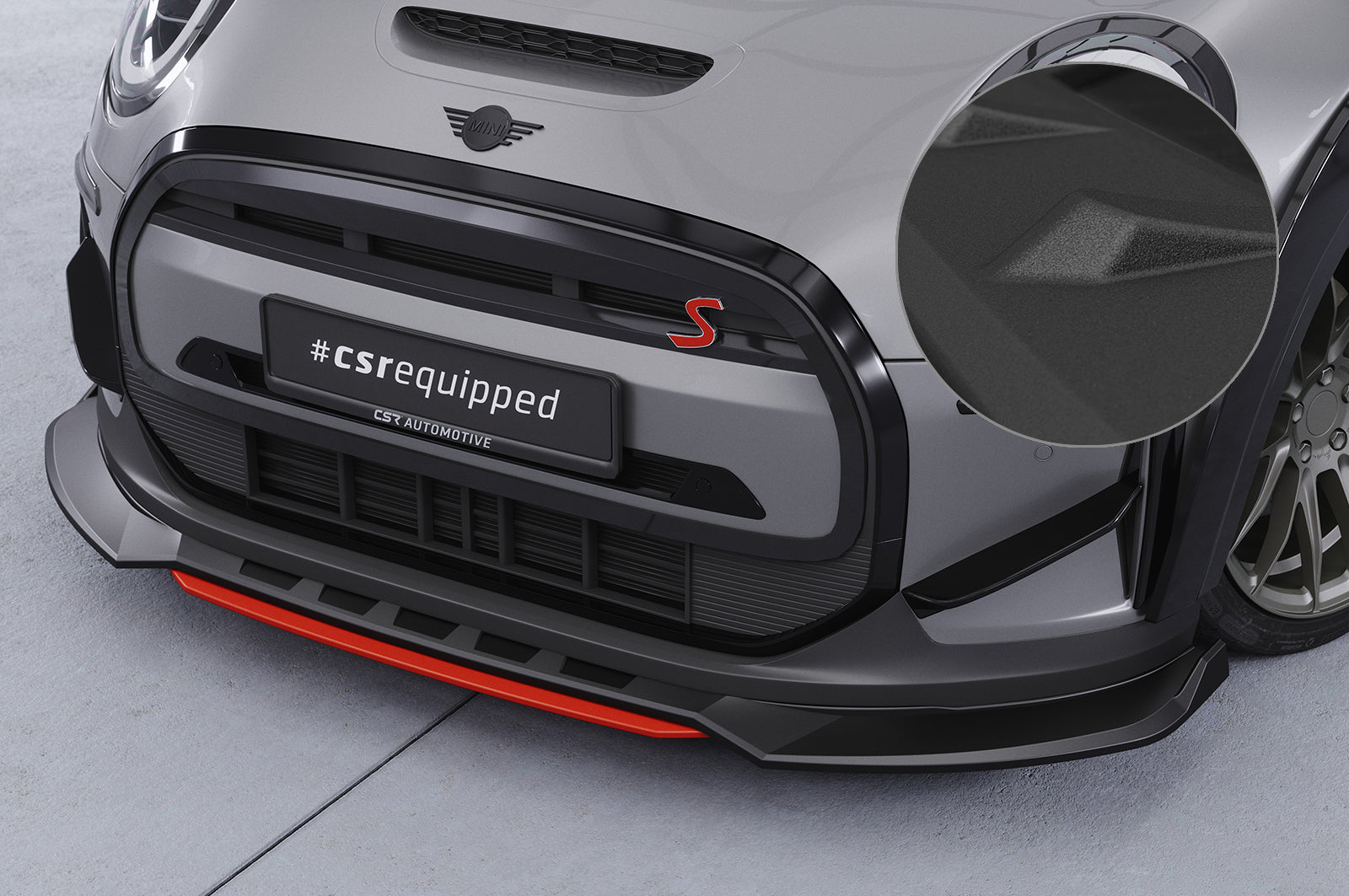 CSR Frontspoiler | Cup-Spoilerlippe mit ABE für Mini F56 Cooper SE CSL775-S Strukturiert schwarz matt (keine Lackierung erforderlich)