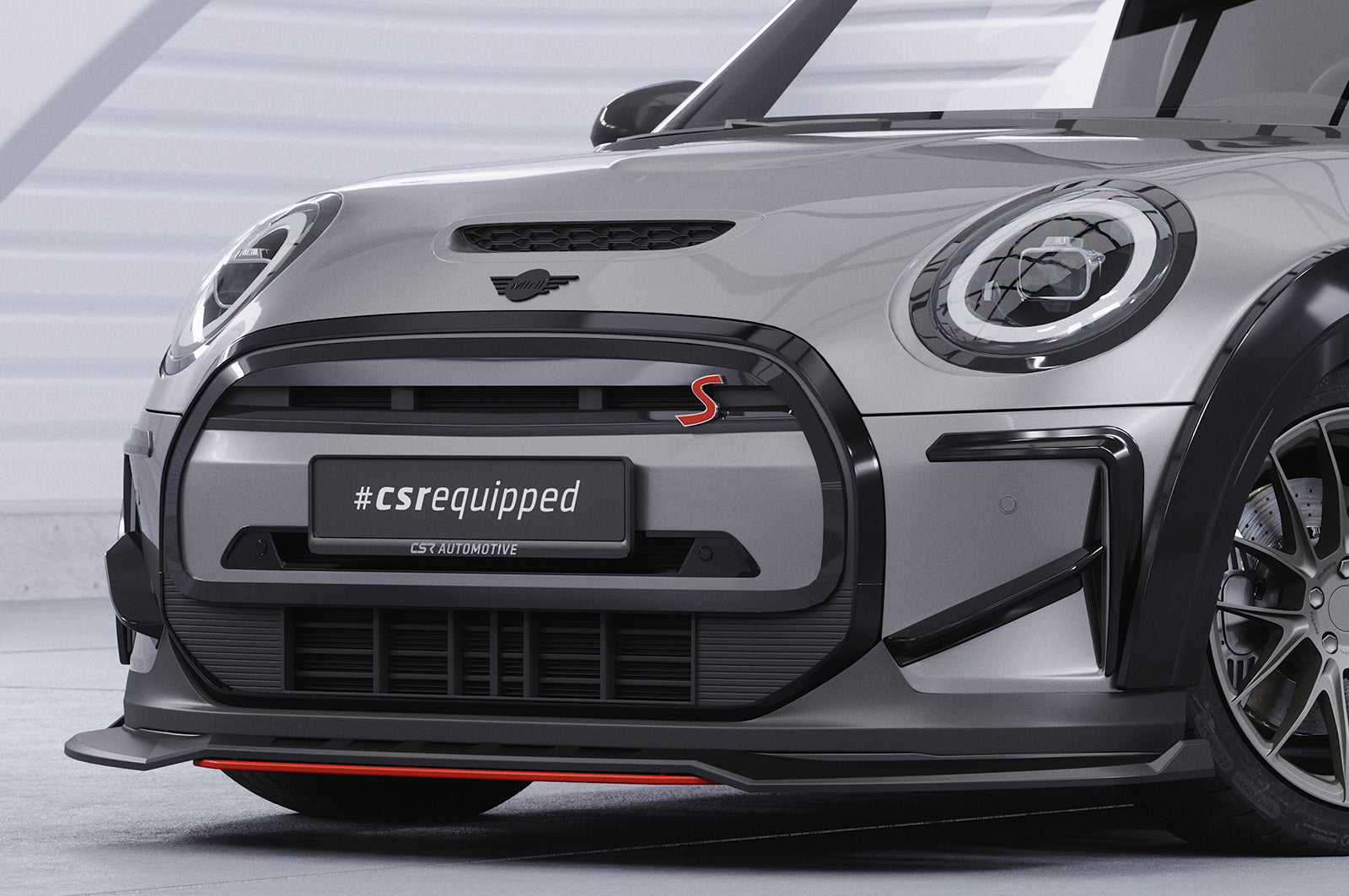 CSR Frontspoiler | Cup-Spoilerlippe mit ABE für Mini F56 Cooper SE CSL775-S Strukturiert schwarz matt (keine Lackierung erforderlich)