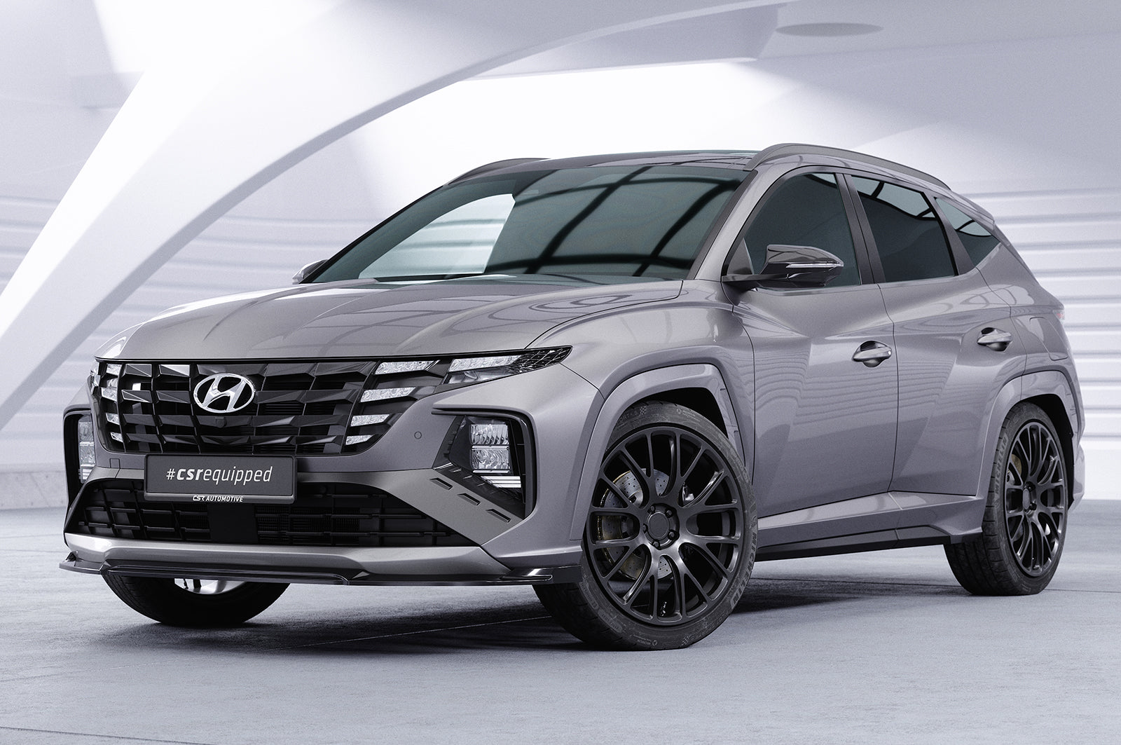 CSR Frontspoiler | Cup-Spoilerlippe mit ABE für Hyundai Tucson 4 (NX4) N-Line CSL795-C Carbon Look Hochglanz (keine Lackierung erforderlich)