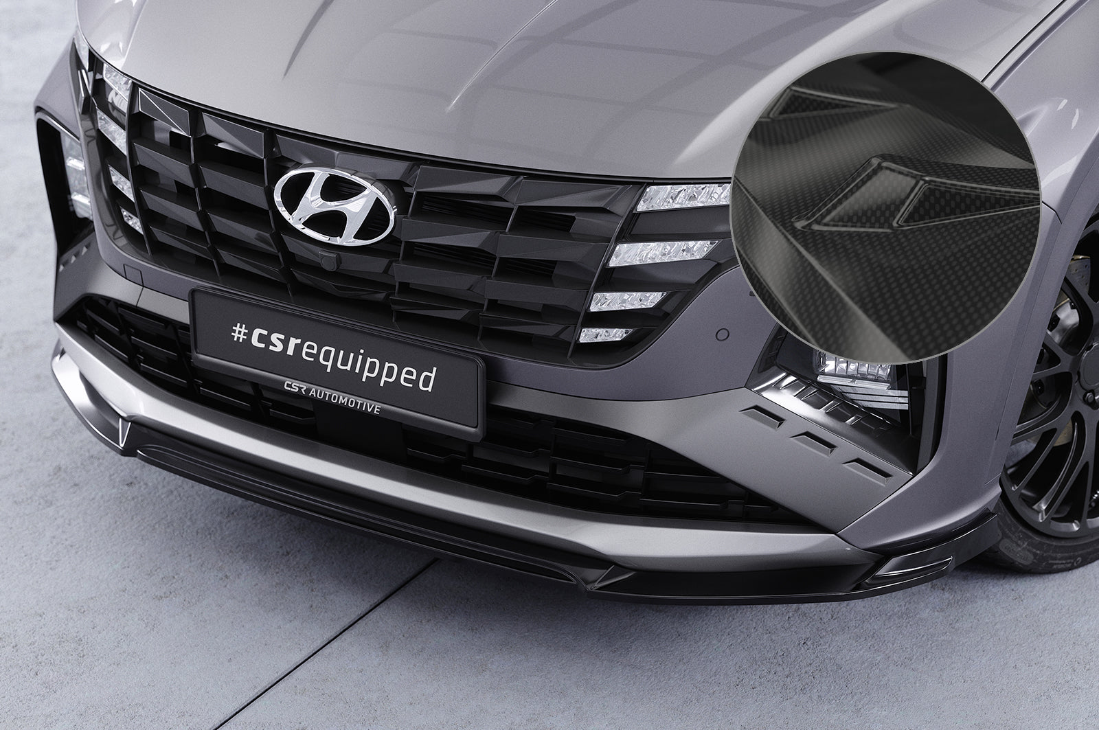 CSR Frontspoiler | Cup-Spoilerlippe mit ABE für Hyundai Tucson 4 (NX4) N-Line CSL795-C Carbon Look Hochglanz (keine Lackierung erforderlich)
