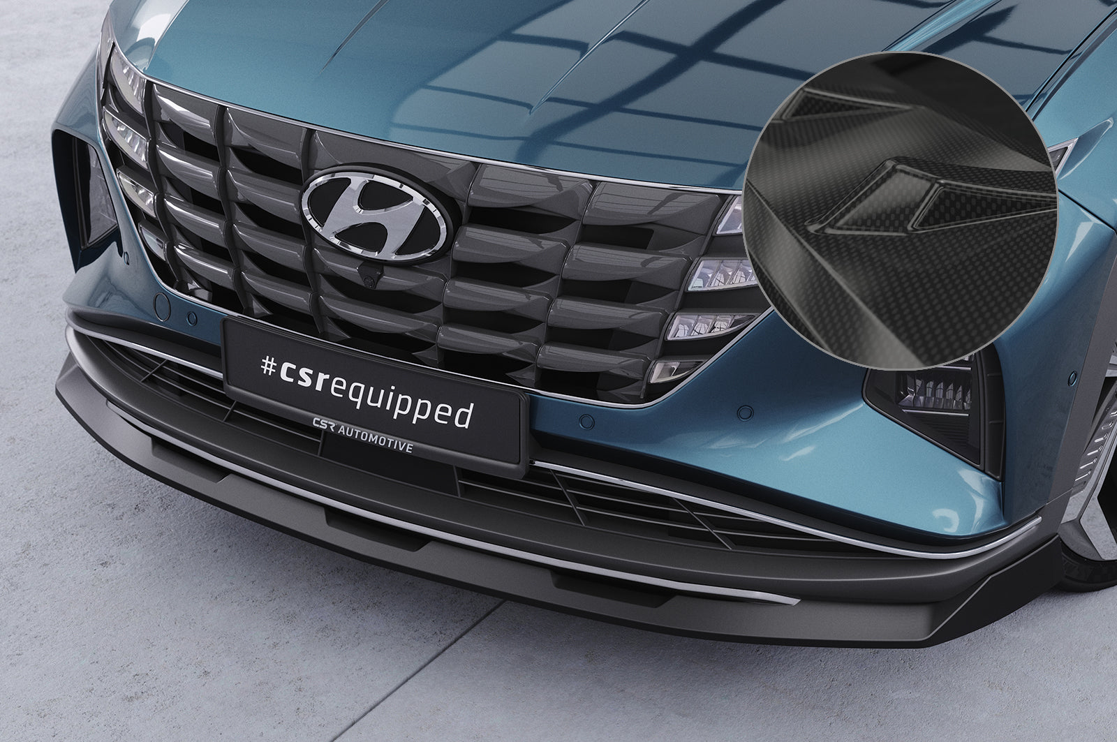 CSR Frontspoiler | Cup-Spoilerlippe mit ABE für Hyundai Tucson 4 (NX4) CSL796-C Carbon Look Hochglanz (keine Lackierung erforderlich)
