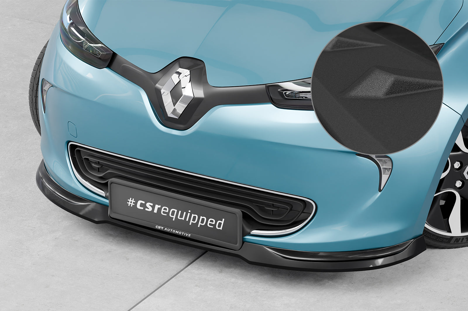 CSR Frontspoiler | Cup-Spoilerlippe mit ABE für Renault Zoe CSL806-S Strukturiert schwarz matt (keine Lackierung erforderlich)