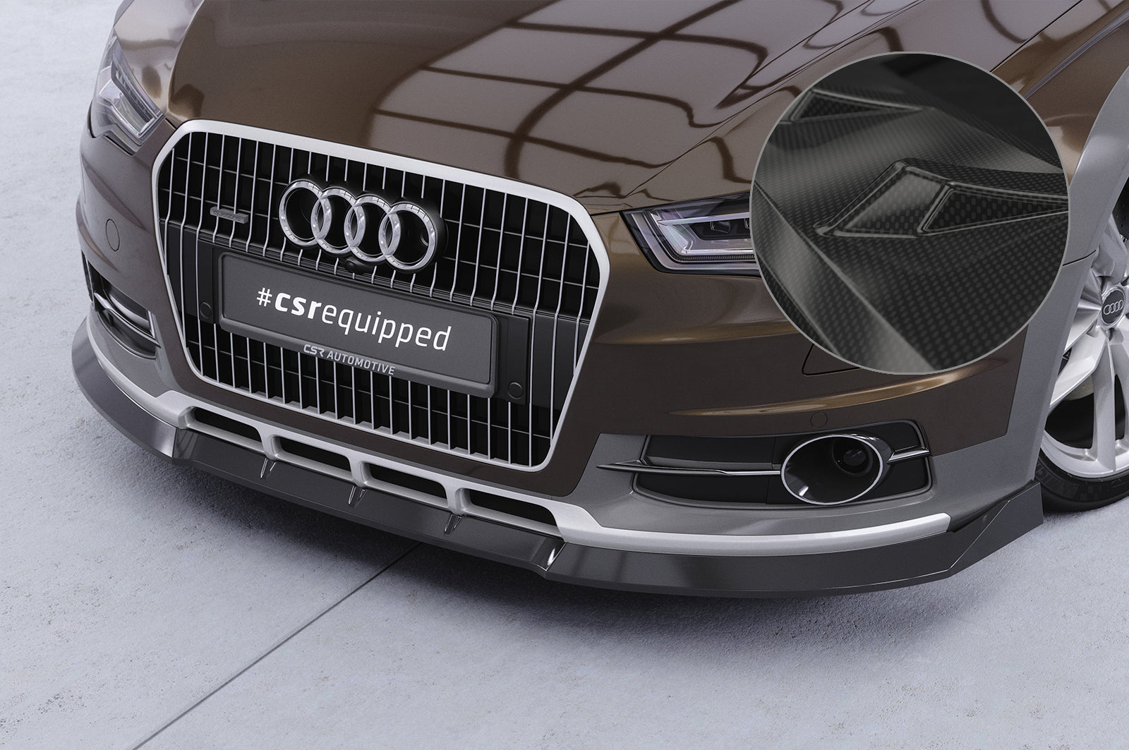 CSR Frontspoiler | Cup-Spoilerlippe mit ABE für Audi A6 C7 (Typ 4G) Allroad CSL809-C Carbon Look Hochglanz (keine Lackierung erforderlich)