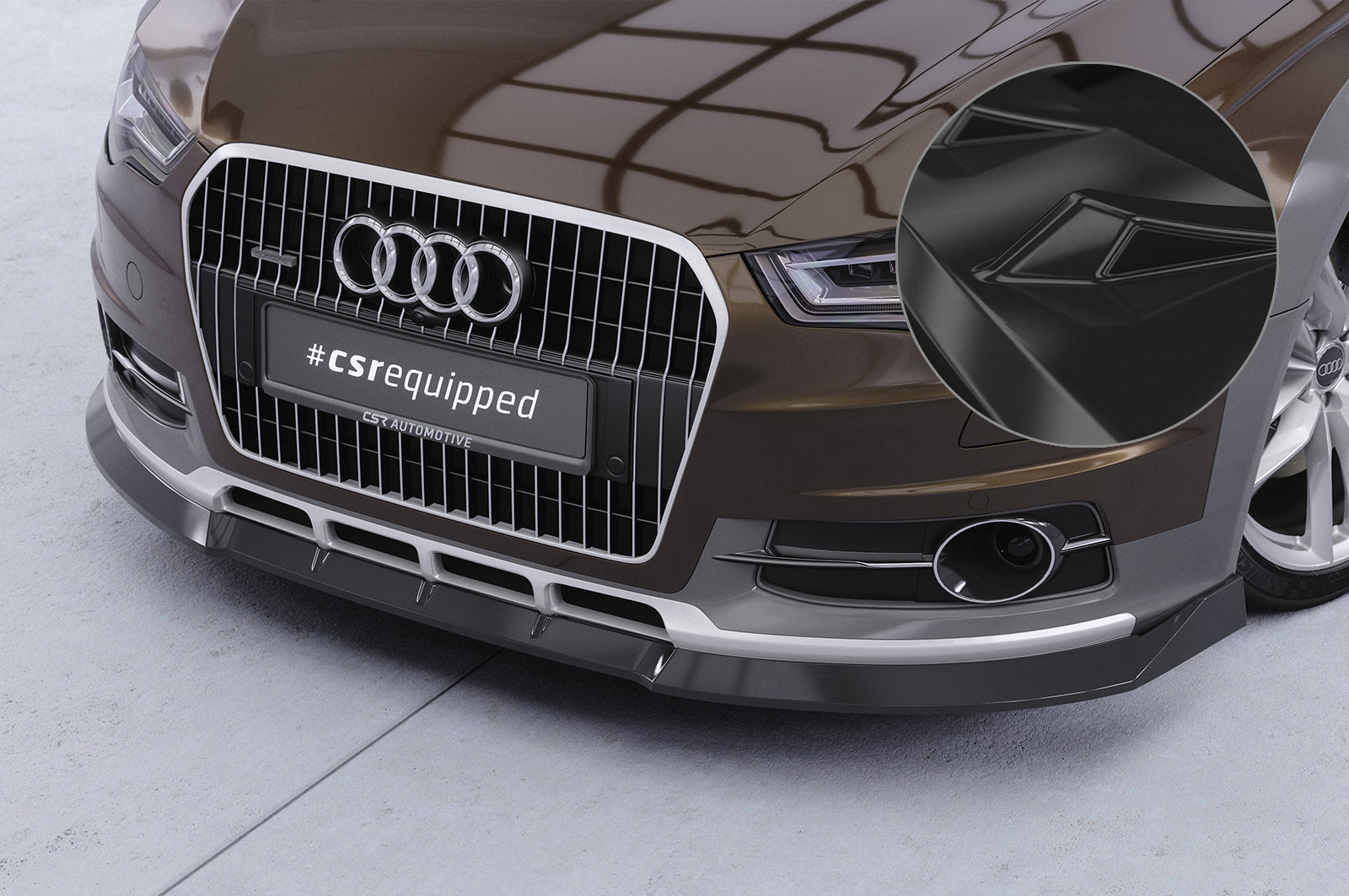 CSR Frontspoiler | Cup-Spoilerlippe mit ABE für Audi A6 C7 (Typ 4G) Allroad CSL809-G Glossy schwarz Hochglanz (keine Lackierung erforderlich)
