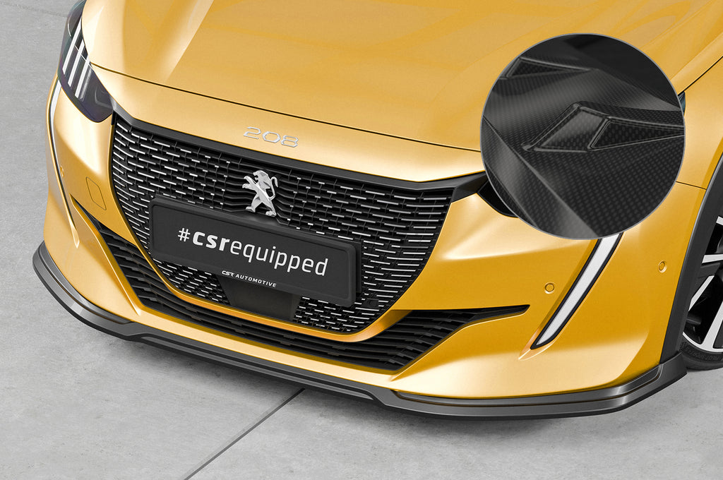 CSR Frontspoiler | Cup-Spoilerlippe mit ABE für Peugeot 208 II GT / GT-Line CSL811-C Carbon Look Hochglanz (keine Lackierung erforderlich)