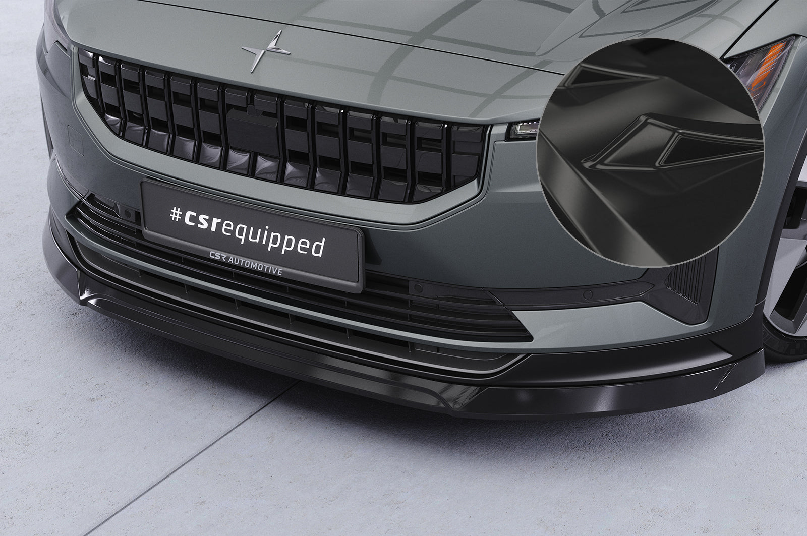 CSR Frontspoiler | Cup-Spoilerlippe mit ABE für Polestar 2 CSL822-G Glossy schwarz Hochglanz (keine Lackierung erforderlich)